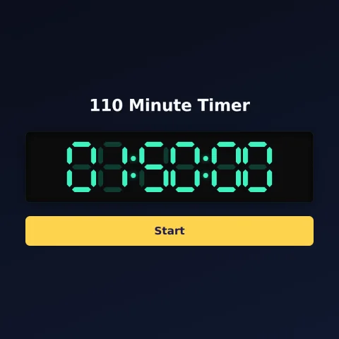 The alarm-clock.org 110-minute timer: the digital read-out showing 110 minutes and a Start button