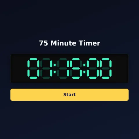 The alarm-clock.org 75-minute timer: the digital read-out showing 75 minutes and a Start button
